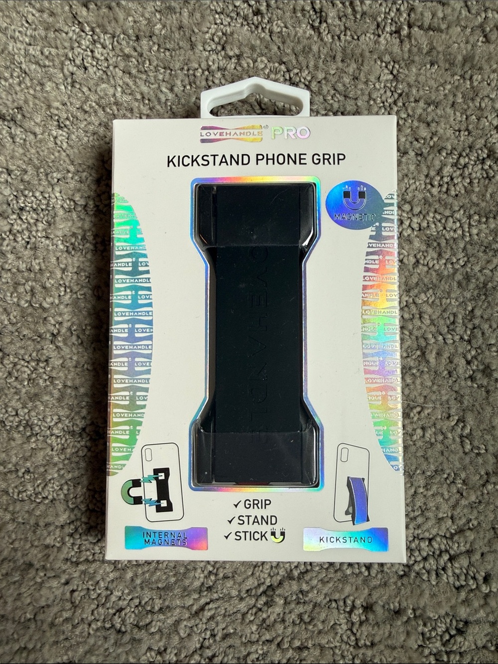 Lovehandle Pro Black Kickstand Phone Grip